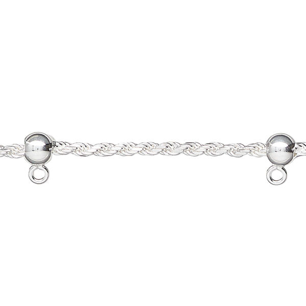 Sterling silver 1pkg1, French rope chain 18 inch / ball / closed loop 2mm / 5mm image number 1