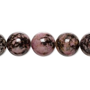 Rhodonite 1pkg1, round bead natural 15.5-16 inch 12mm