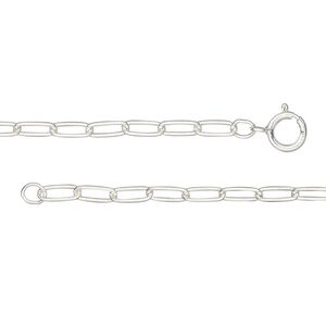 Chain 1pkg1 sterling silver paperclip, 2.6mm / springring clasp, 20 inch