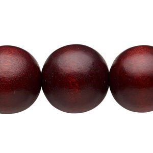 Bead, Taiwanese cheesewood (dyed / waxed), dark brown, 19-20mm round. Sold per 15-1/2" to 16" strand.