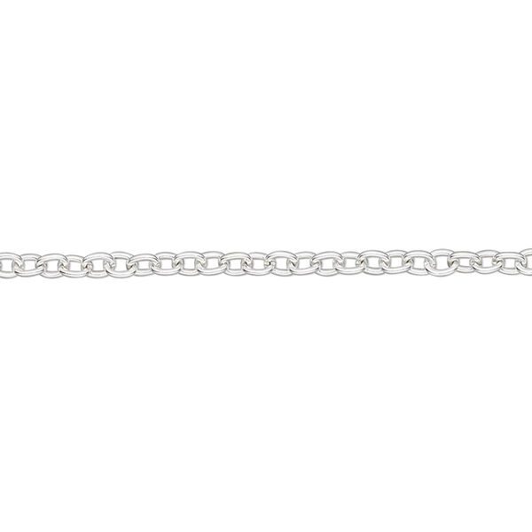 Chain, silver-finished brass, 2.5mm cable. Sold per pkg of 5 feet. image number 0