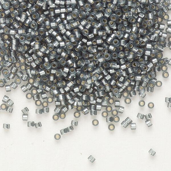 Seed bead, Delica®, glass, pkg/7.5g, #11 round, translucent semi-matte silver-lined grey (DB-0697). image number 0