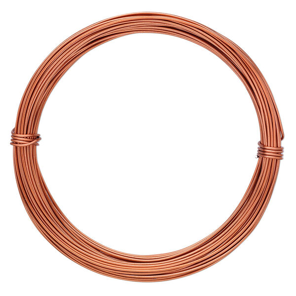 Wire, anodized aluminum, orange copper, 1mm round, 18 gauge. Sold per pkg of 45 feet. image number 0