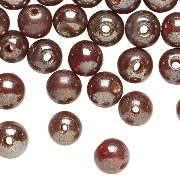 Bead, luster glass, opaque light plum, 10mm round. Sold per 2-ounce pkg, approximately 65 beads. image number 0