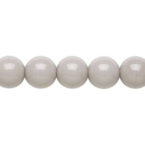 Bead, Preciosa, Czech glass druk, opaque light grey, 10mm round. Sold per 15-1/2" to 16" strand.