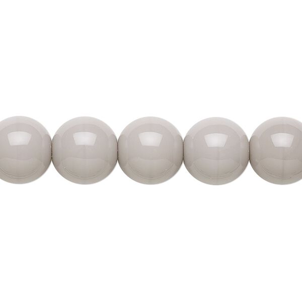 Bead, Preciosa, Czech glass druk, opaque light grey, 10mm round. Sold per 15-1/2" to 16" strand. image number 0