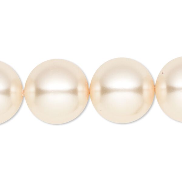 Bead, crystal pearl, cream, 16mm round. Sold per 15-1/2" to 16" strand, approximately 25 beads. image number 0
