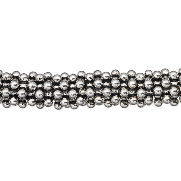 Bead, antique silver-plated copper, 9x2mm star. Sold per 1-troy ounce pkg, approximately 50-60 beads. image number 0