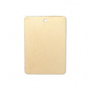 Focal, gold-finished brass, 30x20mm double-sided top-drilled rectangle. Sold per pkg of 6.