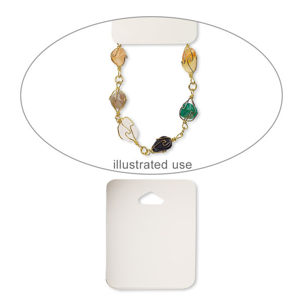 Necklace / bracelet card, plastic, cream, 2-1/2 x 2 inches assembled. Sold per pkg of 10. image number 0