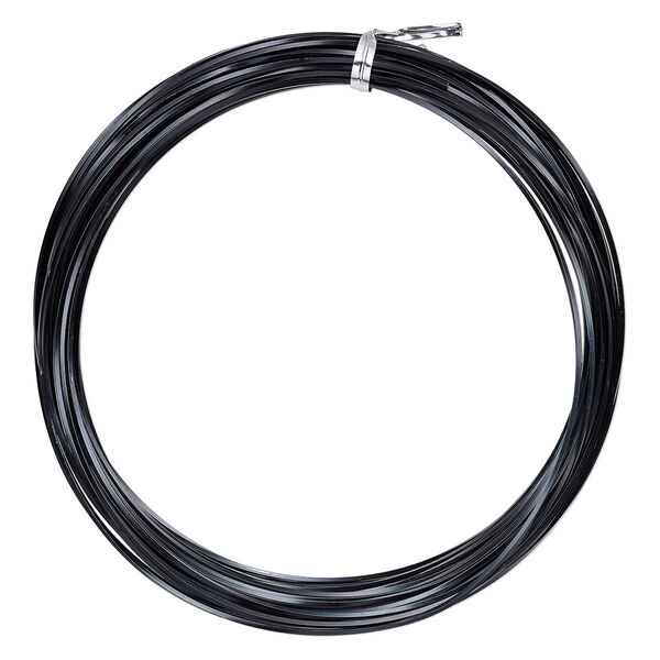 Wire, anodized aluminum, black, 1.2mm square, 16 gauge. Sold per pkg of 45 feet. image number 0