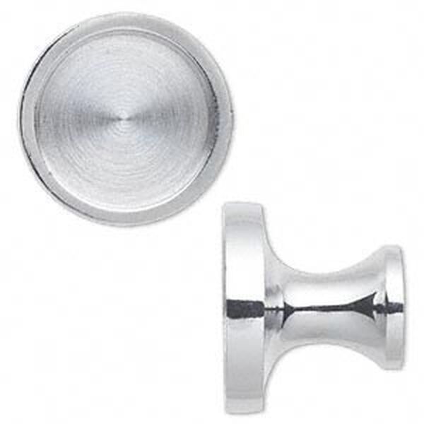 Drawer pull, chrome-plated steel, 1x3/4 inch with 20mm round textured mount area, 1-inch and 1-5/8 inch threaded screws included. Sold individually. image number 0