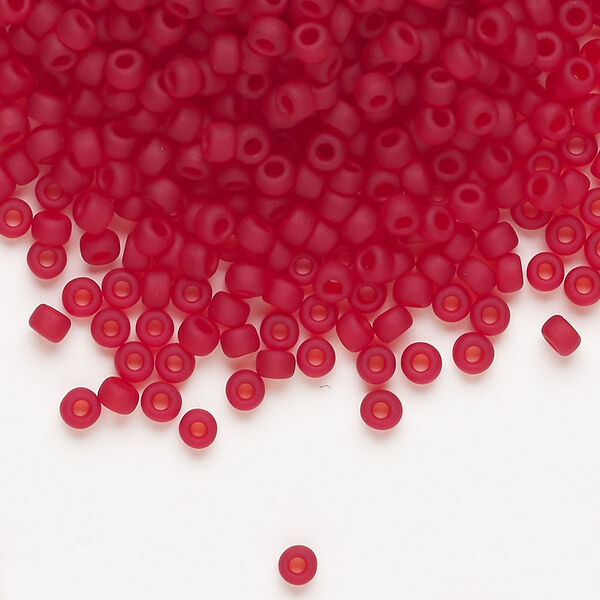 Seed bead, Miyuki, glass, pkg/250g, #8 rocaille, translucent matte ruby (RR-141F). image number 0