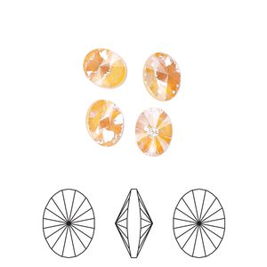 Chaton 6pk crystal peach DeLite, Crystal Passions® 8x6mm oval rivoli 4122