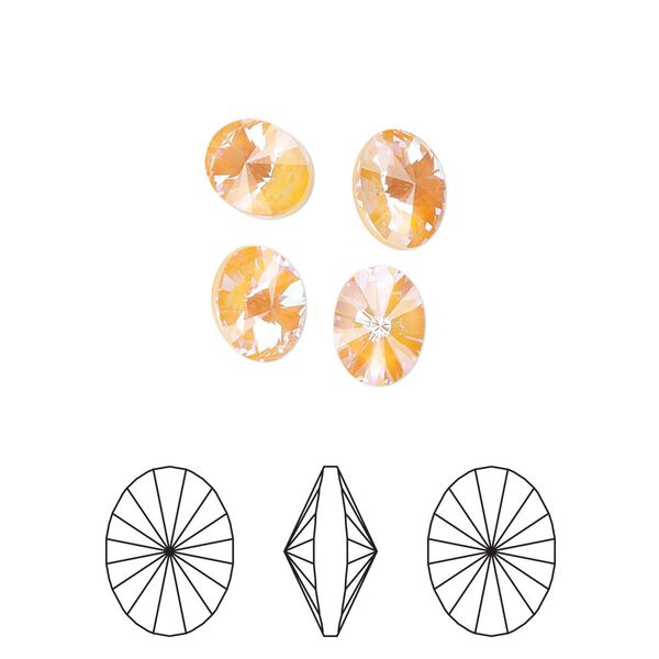 Chaton 6pk crystal peach DeLite, Crystal Passions® 8x6mm oval rivoli 4122 image number 0