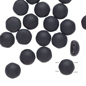 Bead, Preciosa Candy™, Czech pressed glass, opaque matte black, 8mm candy with (2) 0.8-0.9mm holes. Sold per pkg of 20.