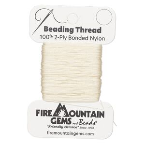 Thread, nylon, cream, size AA. Sold per 50-yard card.