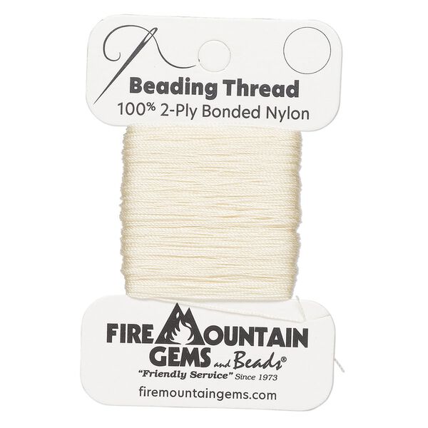 Thread, nylon, cream, size AA. Sold per 50-yard card. image number 0