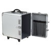 Jewelry case, aluminum / steel / plastic / polyester / VELCRO®, grey and black, 17-1/2 x 16 x 11 inches with diamond pattern and wheels. Sold individually. image number 0