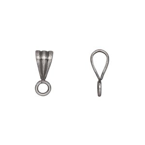 Bail, antique silver-plated brass, 9x5mm double-sided ribbed with closed loop. Sold per pkg of 20.