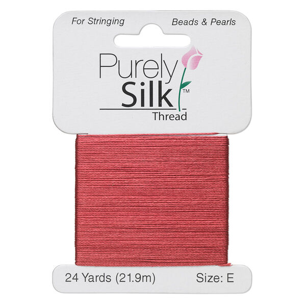 Thread, Purely Silk™, maroon, size E. Sold per 24-yard card. image number 0