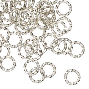 Jump ring, copper / zinc / nickel, nickel silver, 8mm hand-cut twisted round, 5.4mm inside diameter, 16 gauge. Sold per pkg of 50.