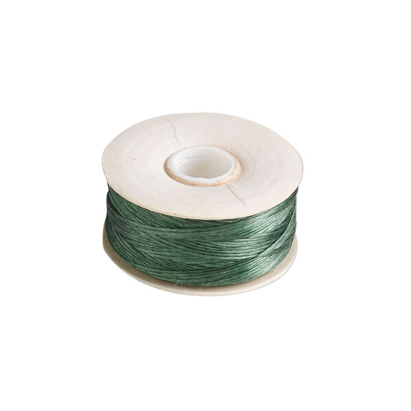 Thread, Nymo®, nylon, green, size D. Sold per 64-yard bobbin. image number 0