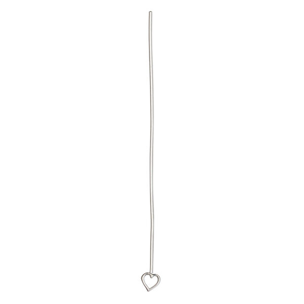 Head pin 1pkg1 sterling silver, 2 inches with 3.5mm open heart, 22 gauge. image number 0