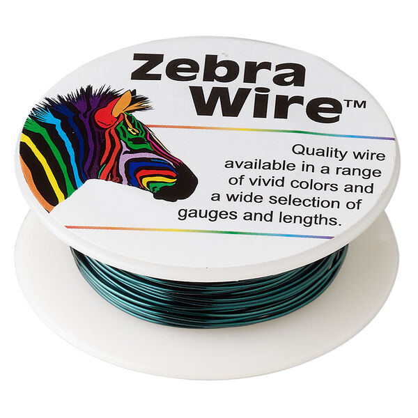 Wire, Zebra Wire™, color-coated copper, forest green, round, 22 gauge. Sold per 15-yard spool. image number 0