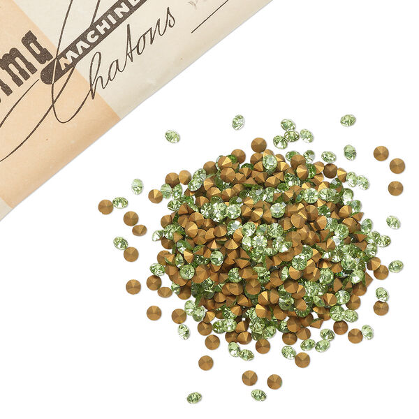 Chaton 1440pk peridot foil back, vintage Preciosa Czech crystal rhinestone 4-4.1mm round SS17 image number 0