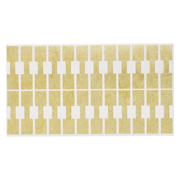 Jewelry tag, Rhino Skin DuPont™ Tyvek®, polyethylene, gold, 1/2 x 3/8 inch rectangle, 1-1/2 inches overall. Sold per pkg of 1,000. image number 0