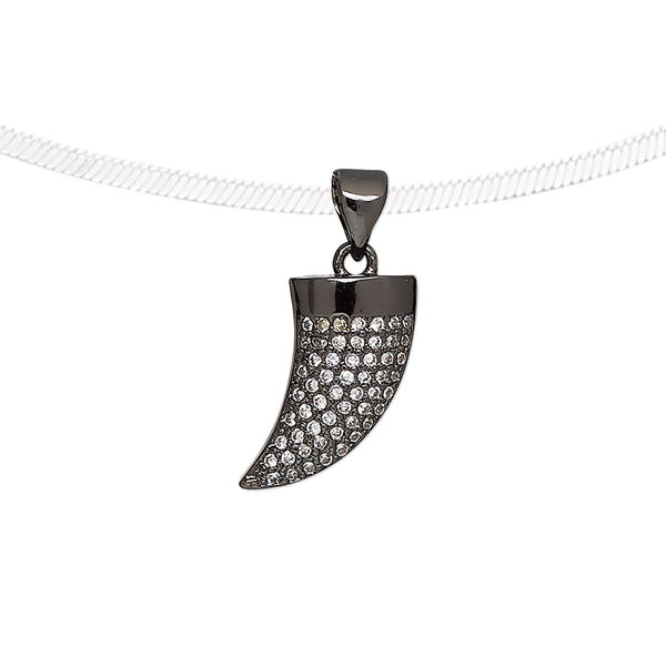 Pendant, cubic zirconia and black-finished brass, clear, 14x10.5mm single-sided talon. Sold individually. image number 0