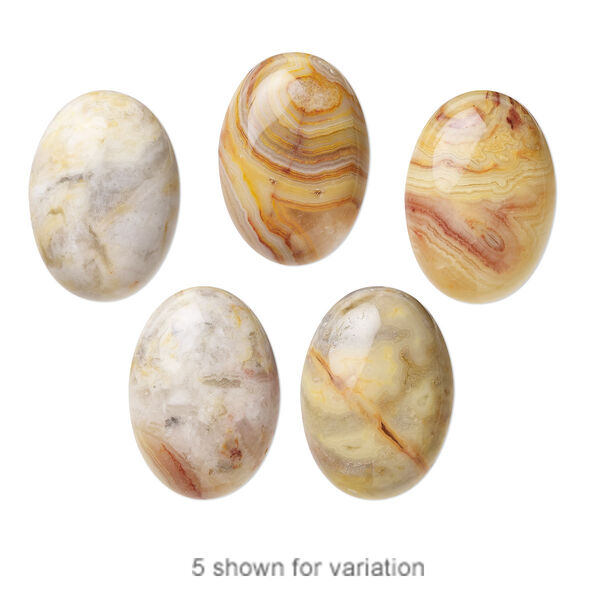 Cabochon, crazy lace agate (natural), 25x18mm calibrated oval, B grade, Mohs hardness 6-1/2 to 7. Sold individually. image number 0