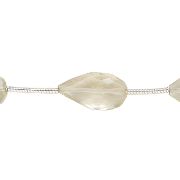 Smoky quartz / quartz crystal 1pkg7, hand-cut faceted puffed teardrop bead C+ grade, 12x8mm-17x11mm image number 0