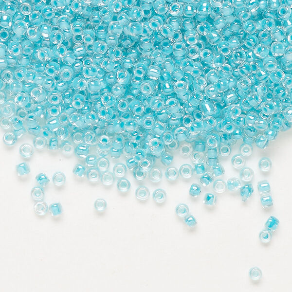 Glass Dyna-Mites™ seed bead 1pkg1, #11 round transparent inside dyed color sea green (245 11/0 RR) 40g image number 0