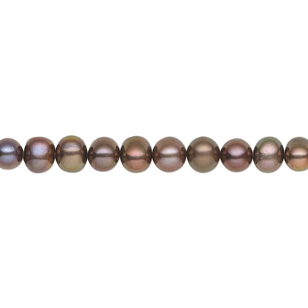 Pearl, cultured freshwater (dyed), dark peacock, 4-5mm semi-round, C grade, Mohs hardness 2-1/2 to 4. Sold per 16-inch strand. image number 0