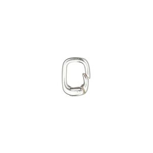 Clasp self-closing 1pkg1 sterling silver, 11.5x8mm rectangle, 1-strand