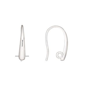 Ear wire fishhook 1pkg2, 17.5mm / closed hidden loop, 19 gauge silver-finished copper 1 pair