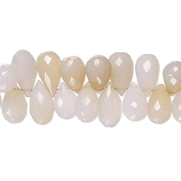 Purple chalcedony / peach chalcedony 1pkg1, hand-cut top-drilled faceted teardrop bead 8 inch 8x6mm-11x8mm image number 0