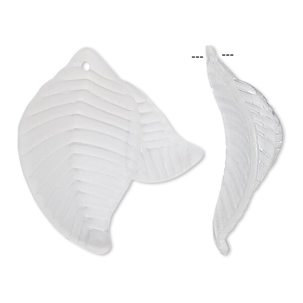 Focal, acrylic, frosted clear, 35x32mm leaves. Sold per pkg of 25. image number 0