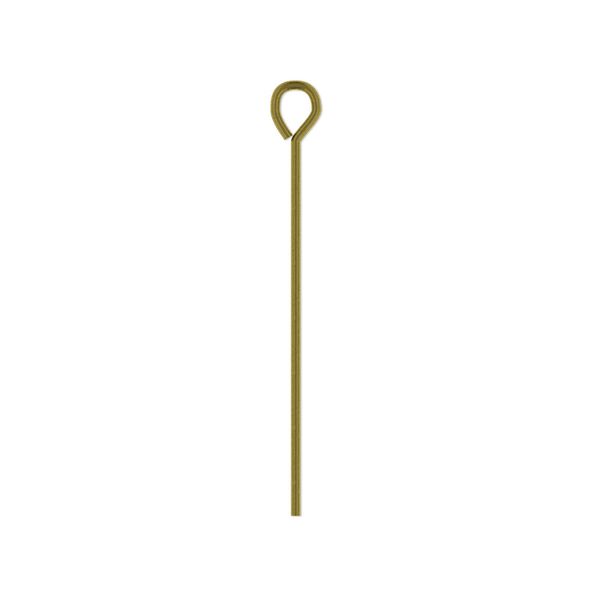 Eye pin, antique brass-plated steel, 1-1/4 inch, 21 gauge. Sold per pkg of 500. image number 0