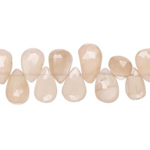 Peach moonstone 1pkg1, hand-cut top-drilled faceted puffed teardrop bead natural 8 inch 8x6mm-12x8mm