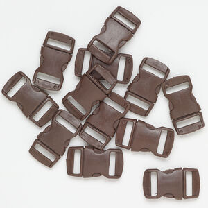 Clasp buckle 1pkg12, 30x16mm, plastic brown 1-strand
