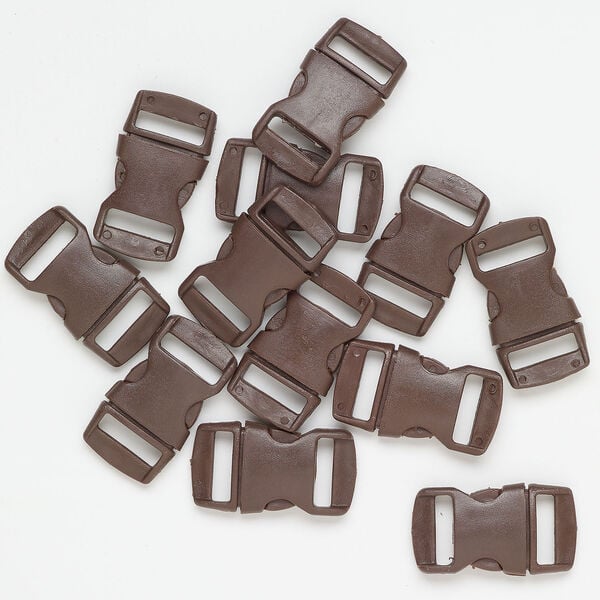 Clasp buckle 1pkg12, 30x16mm, plastic brown 1-strand image number 0