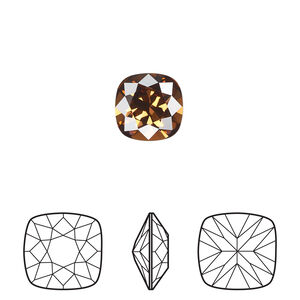 Fancy stone 1pkg2 smoked topaz foil back, Crystal Passions® Regenerated 10mm cushion 4470