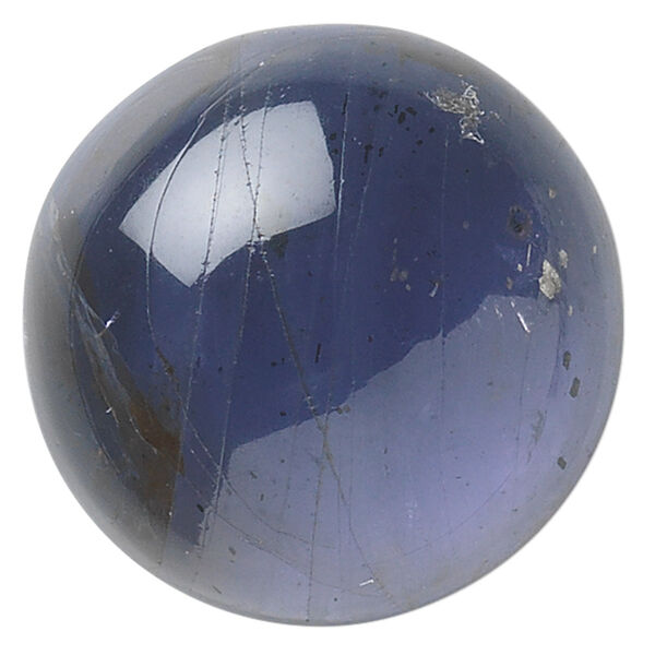 Cabochon, iolite (natural), 8mm hand-cut calibrated round, B grade, Mohs hardness 7 to 7-1/2. Sold individually. image number 0