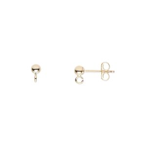 Earstud 1pkg10 14Kt gold-filled, 3mm ball / open loop / earnuts, 5 pair