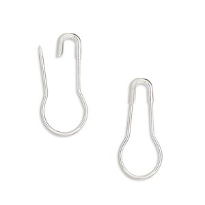 Bail, silver-finished brass, 22x10mm safety pin with 16mm grip length. Sold per pkg of 500.