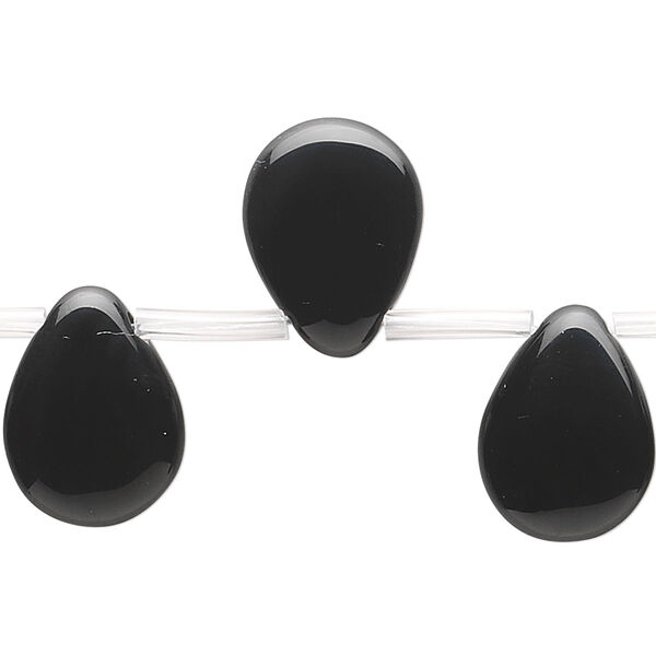 Bead, black onyx (dyed), 16x12mm teardrop, B grade, Mohs hardness 6-1/2 to 7. Sold per pkg of 12. image number 0