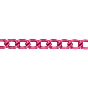 Chain 1pkg1 curb, 5mm, aluminum / anodized fuchsia 5 foot unfinished